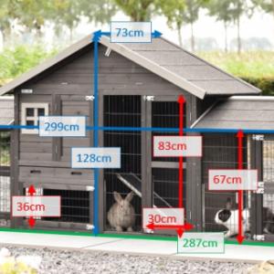 Various dimensions of the rabbit hutch Holiday Small