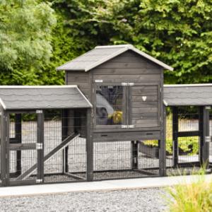 Rabbit Hutch Prestige Medium with Double Run Black  Anti-Chew