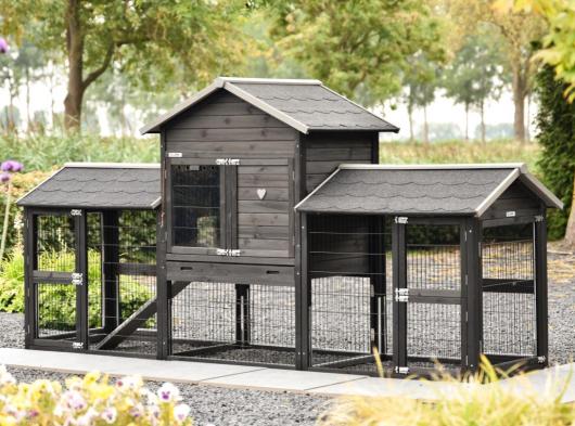 Rabbit Hutch Prestige Medium with Double Run Black  Anti-Chew 299x90x150 cm