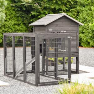 The Prestige Medium rabbit hutch with Functional run can also be placed in a corner configuration