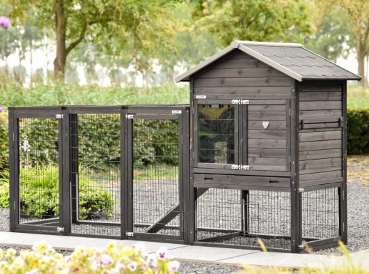 Rabbit hutch Prestige Medium Black with run Functional 278x90x150cm