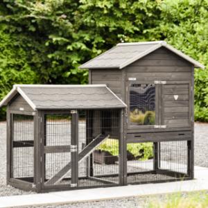 Rabbit hutch Prestige Medium Black with ant-chewing protection at the left