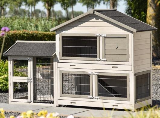 Rabbit hutch Excellent Medium Light-grey with run Space Small 200x67x132cm