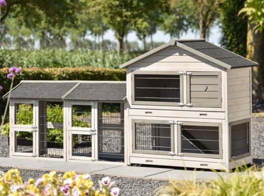 Rabbit hutch Excellent Medium Light-grey with 2 runs Space Small 276x67x132cm