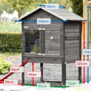 Various dimensions of the rabbit hutch Prestige Medium