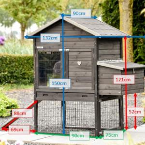 Various dimensions of the chickencoop Prestige Medium