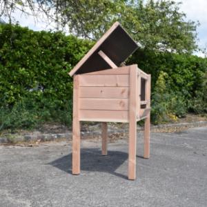 Side view rabbit hutch open roof