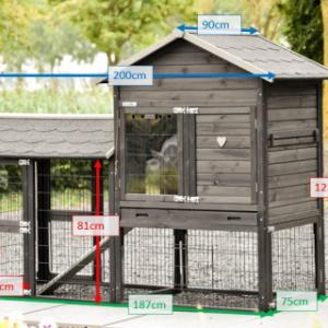 Various dimensions of the rabbit hutch Prestige Medium