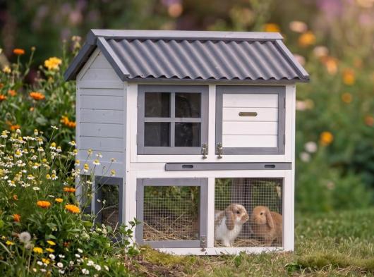 Nice Rabbit Hutch with Plastic Roof 98x64x101cm