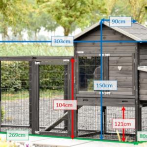 Various dimensions of the chickencoop Prestige Medium Black