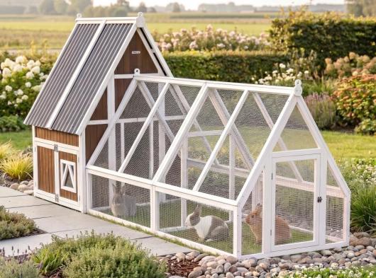 Rabbit Hutch Pip with Run 130x385x180cm