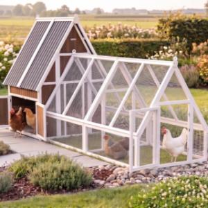 Chicken coop Pip with run has 2 outward-opening doors