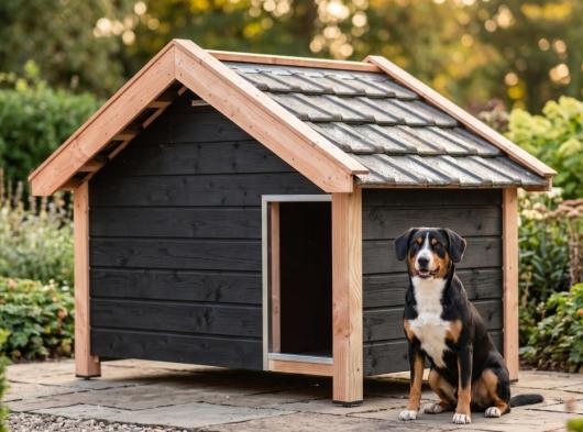 Dog house Snuf black/Douglas - insulated | 193x134x143cm