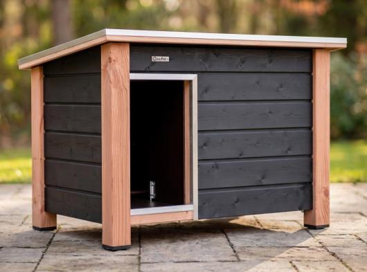 Insulated dog house Ferro black/Douglas 129x85x85cm