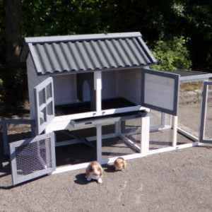The rabbit hutch Nice can be cleaned very easily because of the many doors
