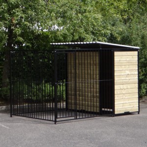 Dog kennel Fix Black 2x3 m with half roof