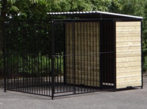 Dog kennel Fix Black with half roof