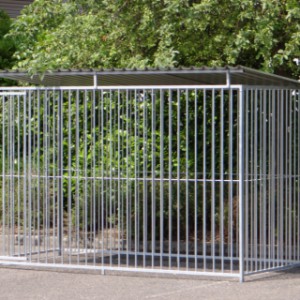 This solid dog kennel is a nice outdoor space for your dog!