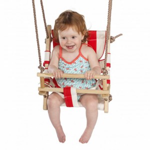 Canvas baby seat red/white • with PP-rope