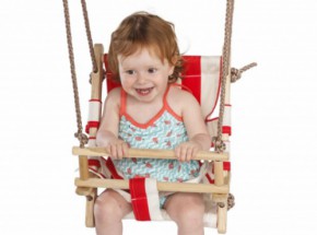 Canvas baby  seat red/white • with PP-rope