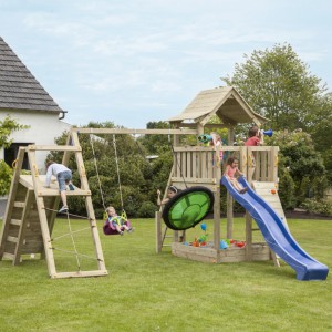 Play equipment Pagoda 120 with slide and @challenger | Blue Rabbit