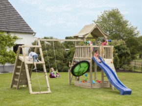 Play equipment Pagoda 120 with slide and @challenger | Blue Rabbit