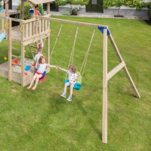 The Kiosk high playset has been expanded with a @swing.