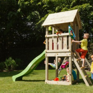 The Kiosk high playset is supplied in combination with a @swing