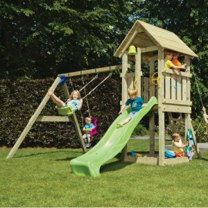 Play equipment Kiosk low with swing and slide - Blue Rabbit