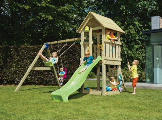 Play equipment Kiosk low with swing and slide - Blue Rabbit