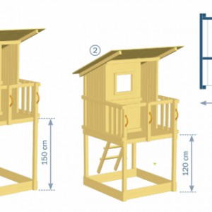 Playtower Beach hut is available in 2 different platform heights