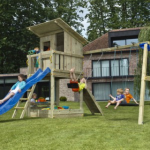 The high Beach Hut play tower is supplied with an assembly kit.