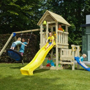 Play equipment Kiosk 120 with 2 slides and swing | Blue Rabbit