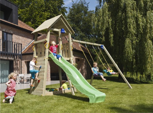 Blue Rabbit Belvedere wooden playset with swing and slide