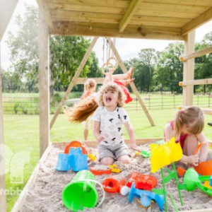 Play equipment Pagoda offers place for a sandbox