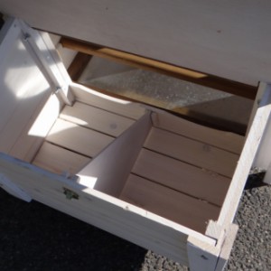 The nesting box of the Ambiance Small chicken coop is divided into 2 sections