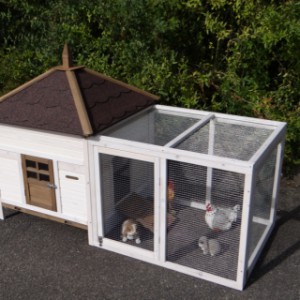 The run of chickencoop Ambiance Large is provided with a mesh roof