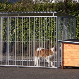 Dog kennel FLINQ with roof and insulated doghouse