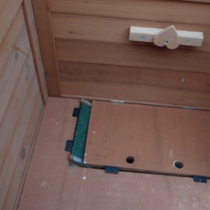 The upper floor of the rabbit hutch Maurice is lockable