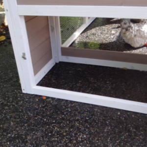 The space under the nesting box has a removable floor