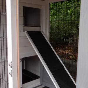 Both sleeping compartments of the Double Small guinea pig hutch are accessible from both sides