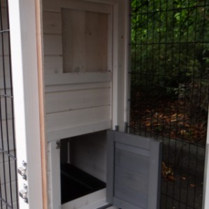 Both sleeping compartments of the Double Small rabbit hutch are accessible from both sides