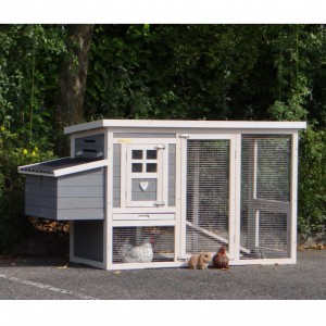 Rabbit hutch Budget White-Grey with nesting box 168x65x87cm