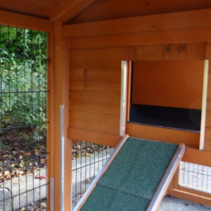 The sleeping compartment of chickencoop Prestige Medium is provided with a large opening