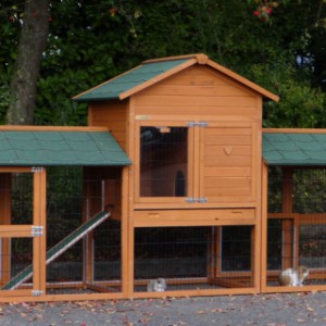 The rabbit hutch Prestige Medium is extended with 2 additional runs Space Medium