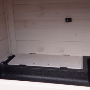 Rabbit hutch Regular Small has a fold-up shelf above the stair opening