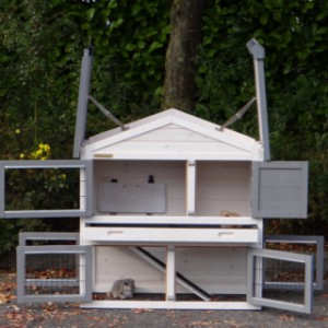 The rabbit hutch Regular Small has a hinged roof