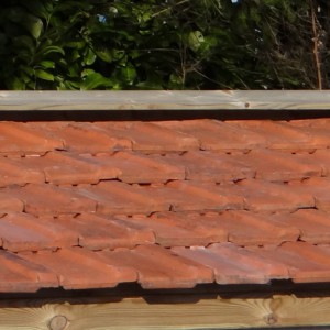 The dog kennel Roxy will be delivered with second-hand orange roof tiles