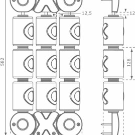 Various dimensions of the OXO-play set