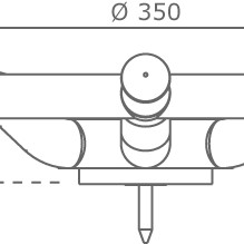 The dimensions of the blue steering wheel